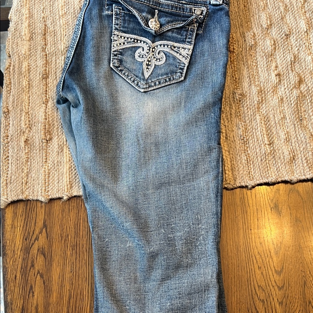 Rock Revival Blue Ankle Jeans with Orange Details - Picture 4 of 4